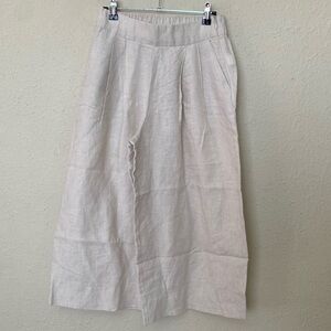 GAP 100% Linen Culottes High Waist‎ Pleated Wide Leg Cropped Pant Size 2